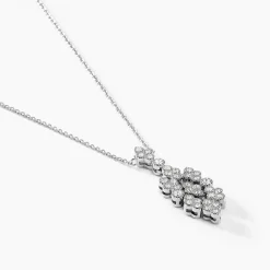 Collier Petales Argent Blanc Oxyde De Zirconium