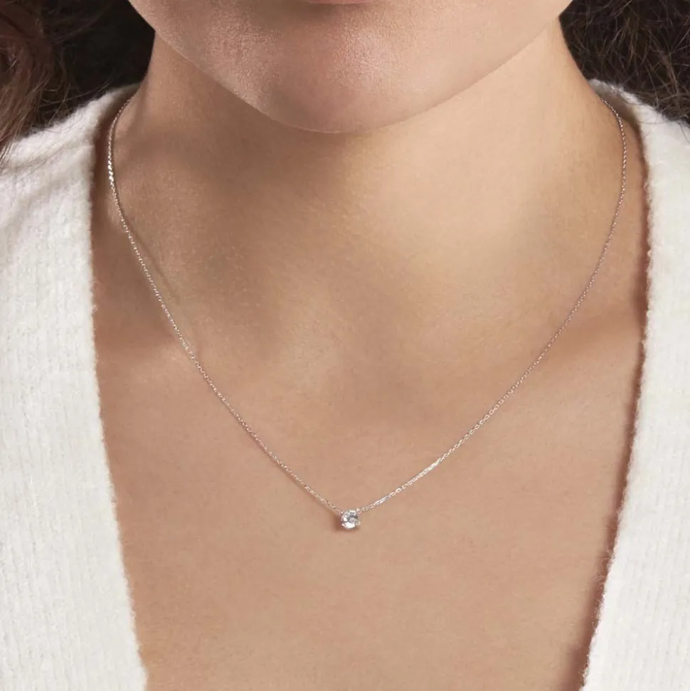 Collier Ponama Or Blanc Oxyde De Zirconium