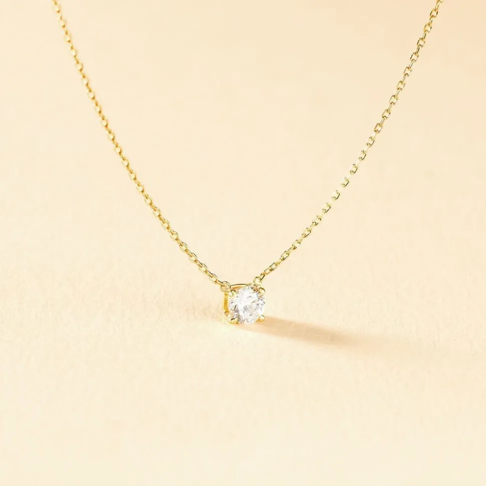Collier Ponama Or Jaune Oxyde De Zirconium