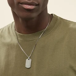 Collier Quadrillage Acier Blanc