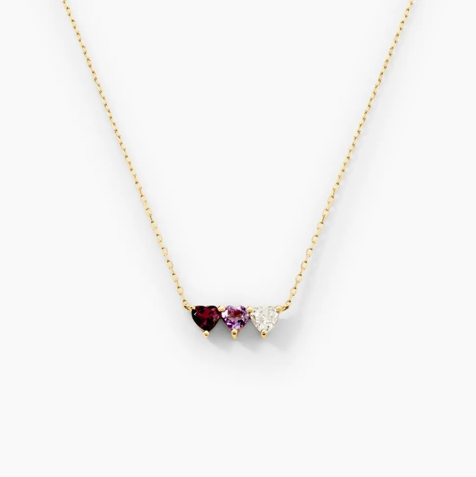 Collier Romayne Or Jaune Améthyste Rhodolite Oxyde De Zirconium