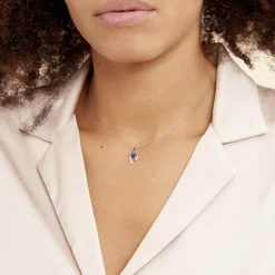 Collier Sagesse Or Blanc Saphir Et Diamant