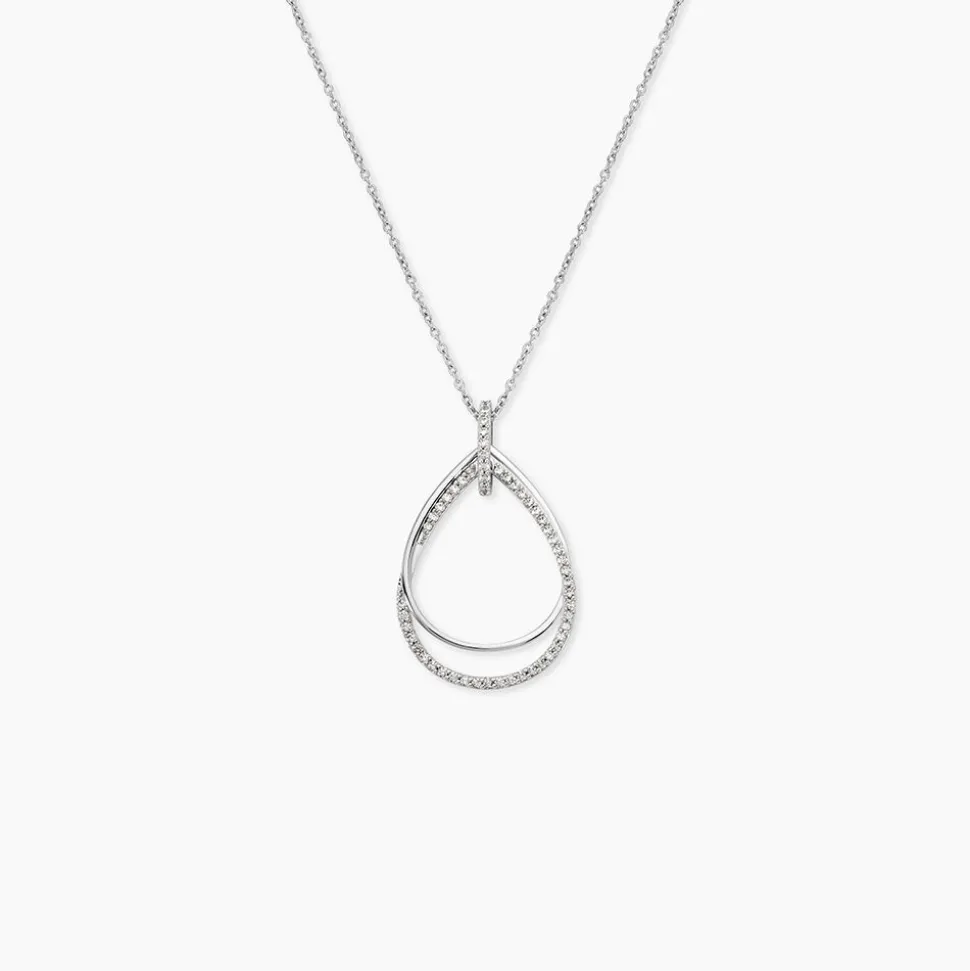 Collier Sautoir Paolino Argent Blanc Oxyde De Zirconium
