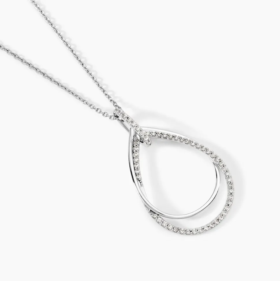 Collier Sautoir Paolino Argent Blanc Oxyde De Zirconium