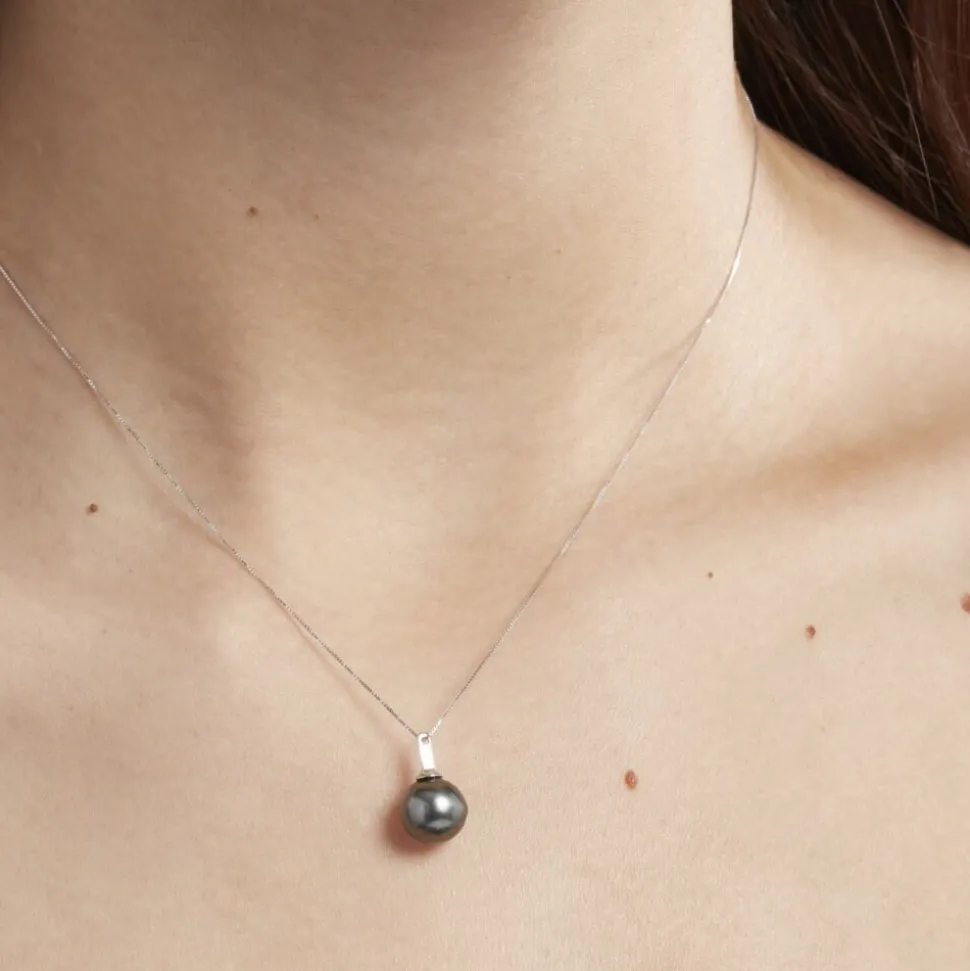 Collier Semi-baroque Or Blanc Perle De Culture De Tahiti