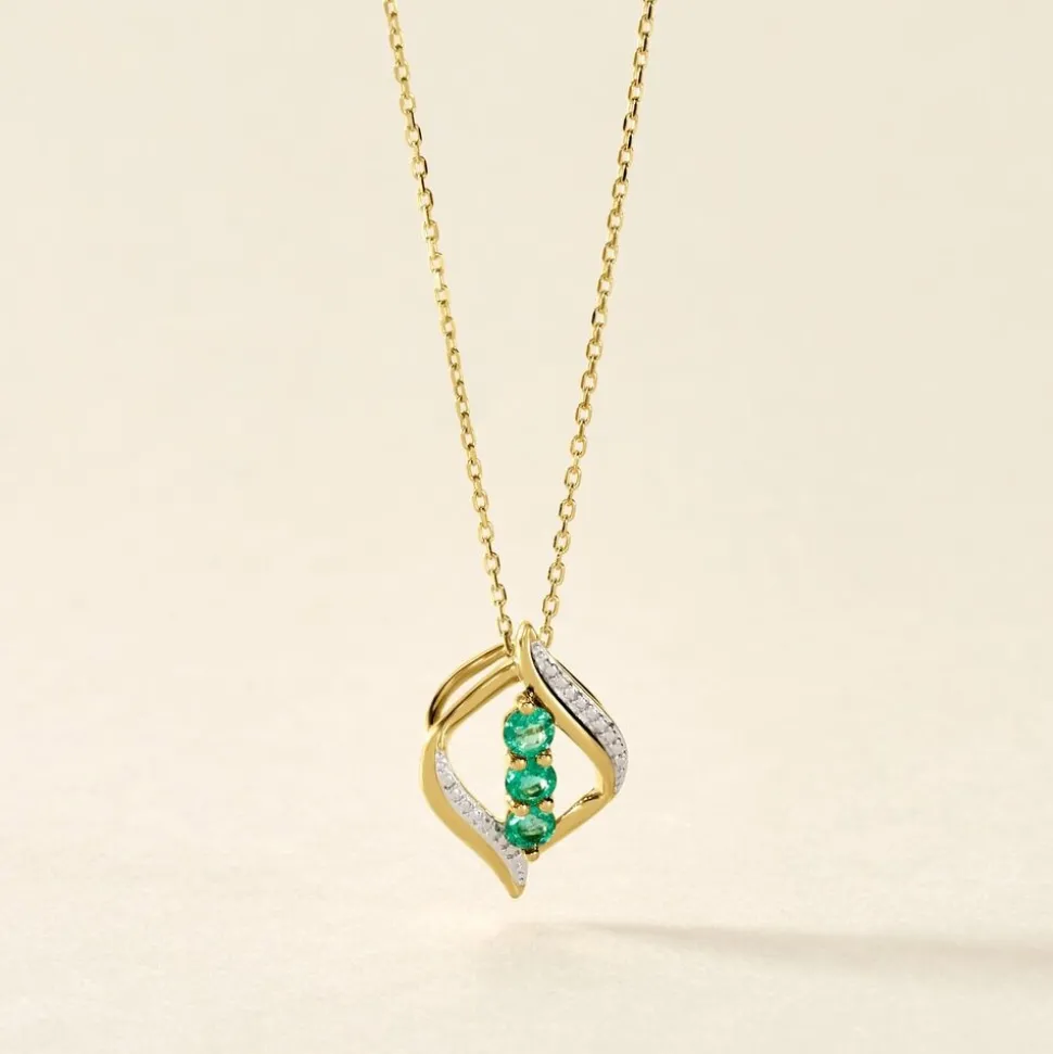 Collier Shahara Or Jaune Emeraude