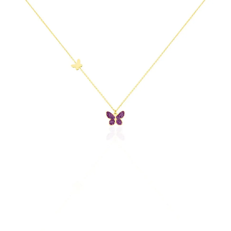 Collier Silia Papillon Or Jaune