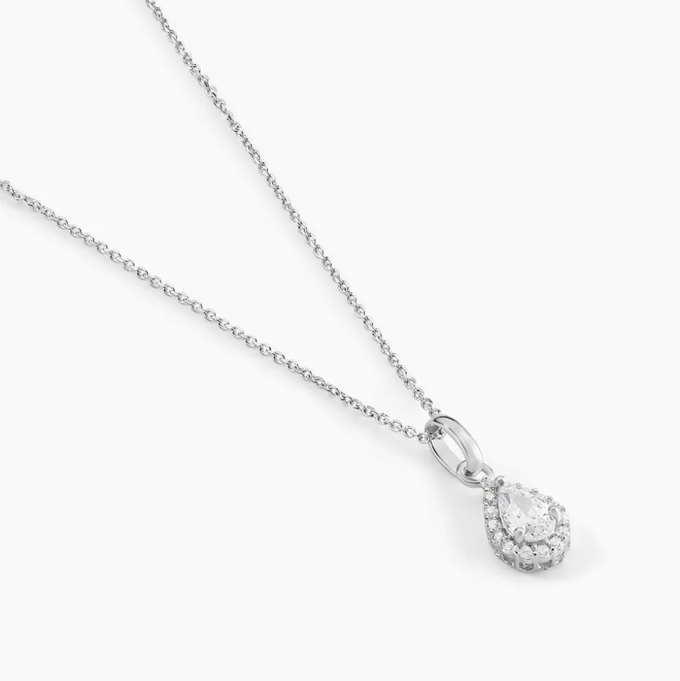 Collier Silvette Argent Blanc Oxyde De Zirconium