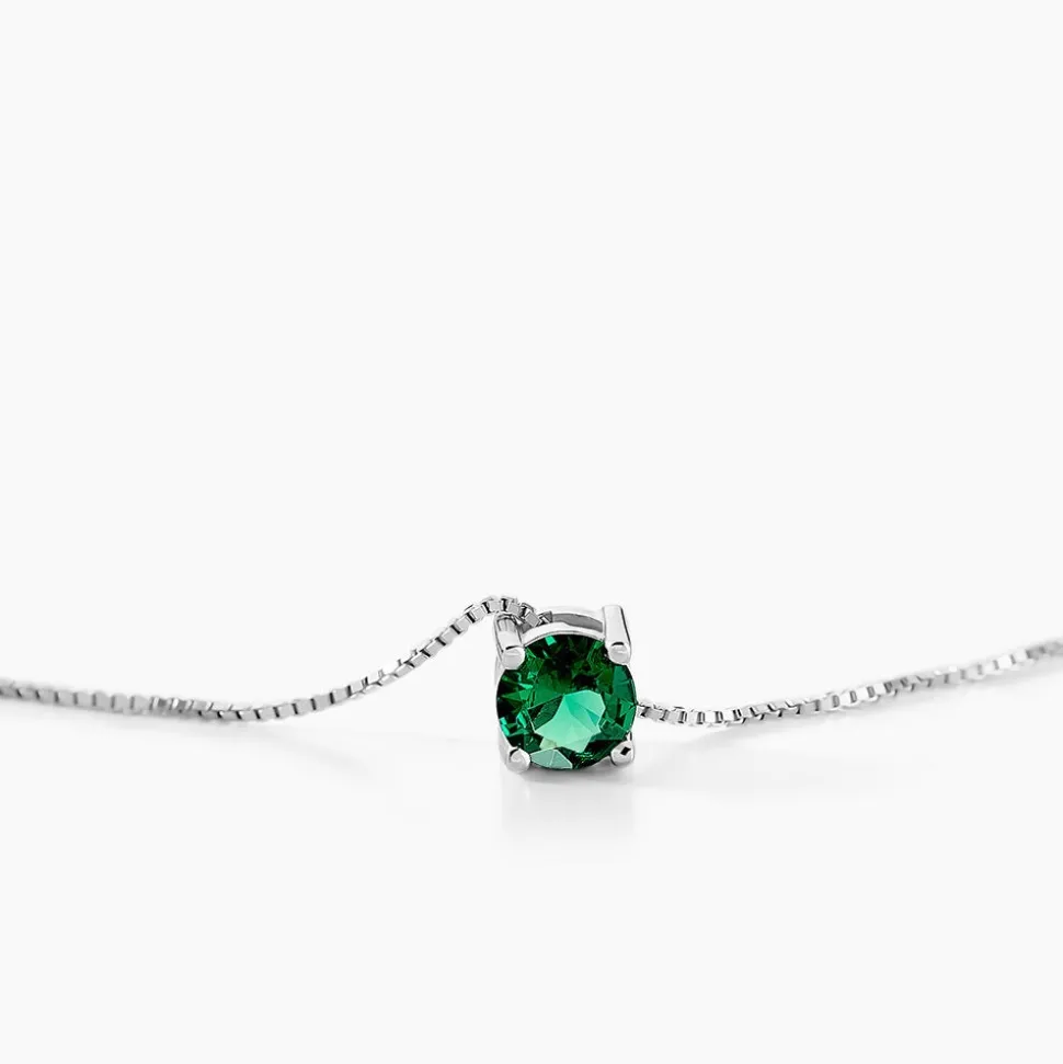 Collier Solitaire Argent Blanc Rio Santa Teresa Oxyde De Zirconium