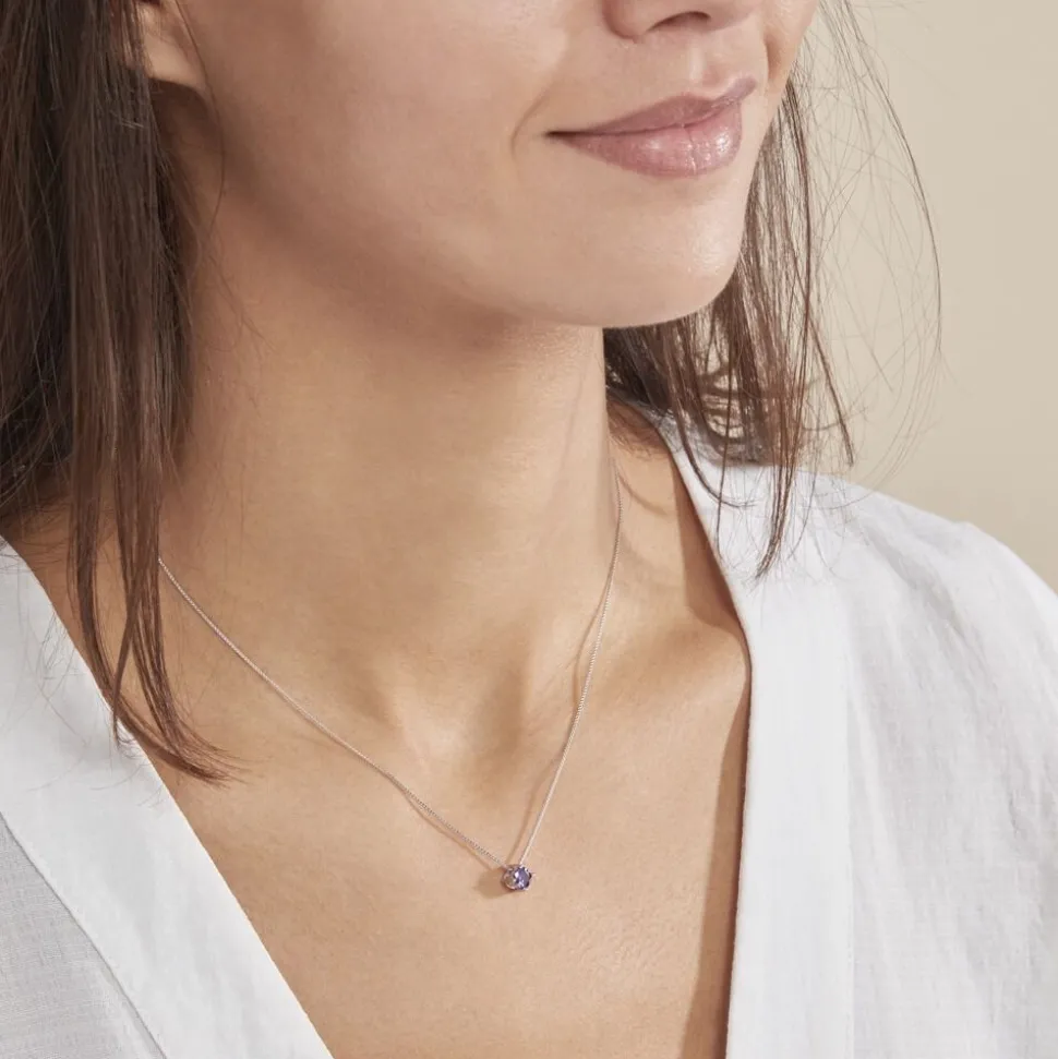 Collier Solitaire Argent Blanc Rio Santa Teresa Oxyde De Zirconium