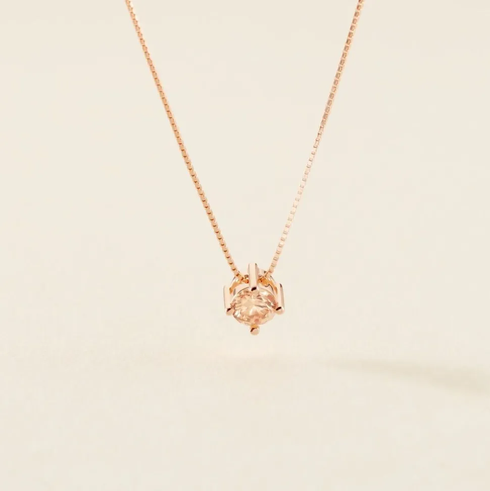 Collier Solitaire Argent Rose Rio Santa Teresa Oxyde De Zirconium