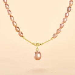 Collier Stella-Rose Or Jaune Perle De Culture