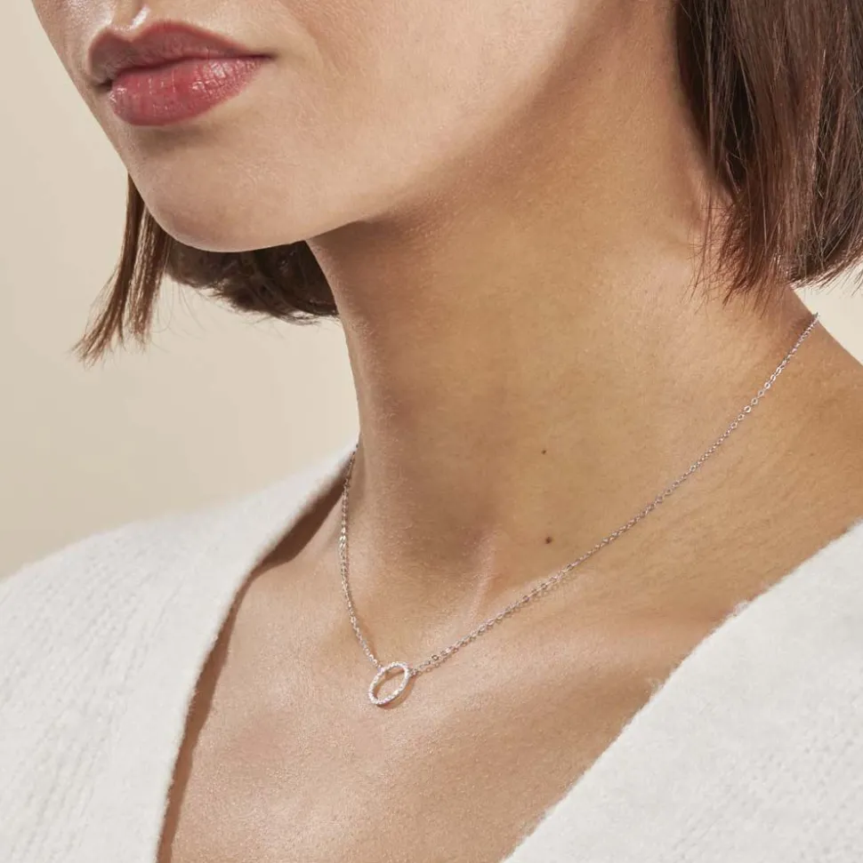 Collier Stip Or Blanc Oxyde De Zirconium