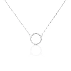 Collier Stip Or Blanc Oxyde De Zirconium