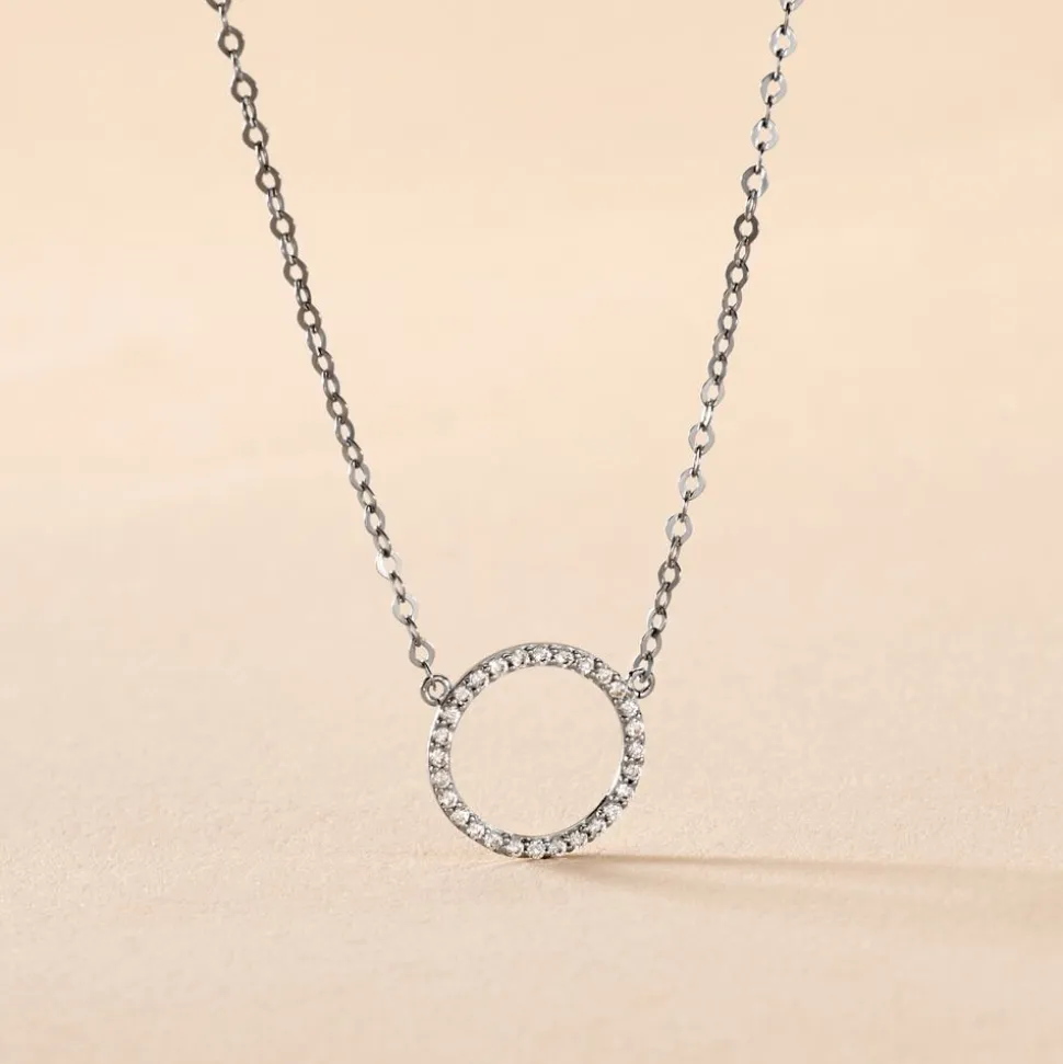 Collier Stip Or Blanc Oxyde De Zirconium