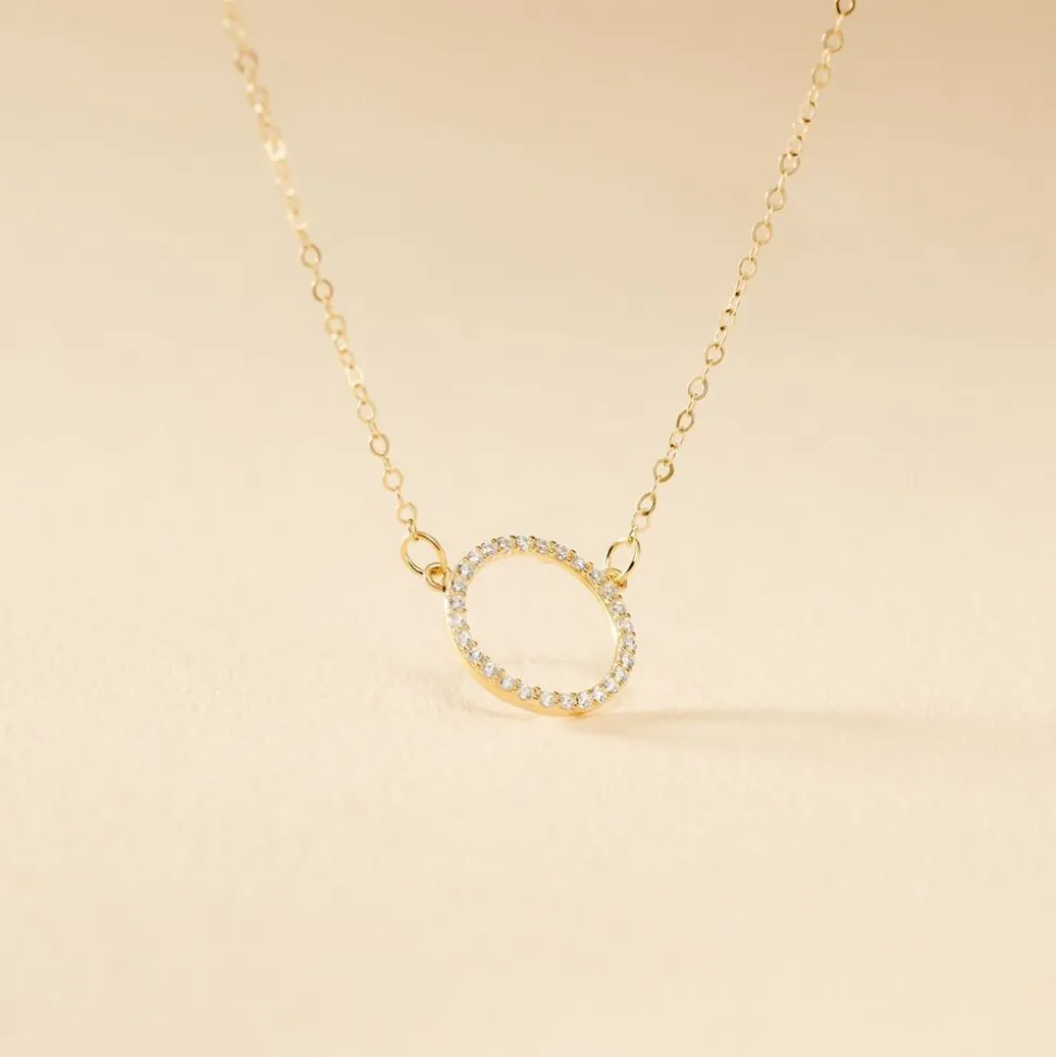 Collier Stip Or Jaune Oxyde De Zirconium
