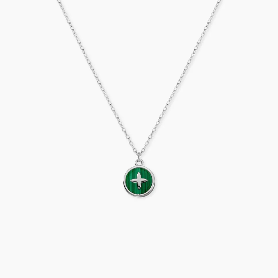 Collier Talismania Argent Blanc Malachite