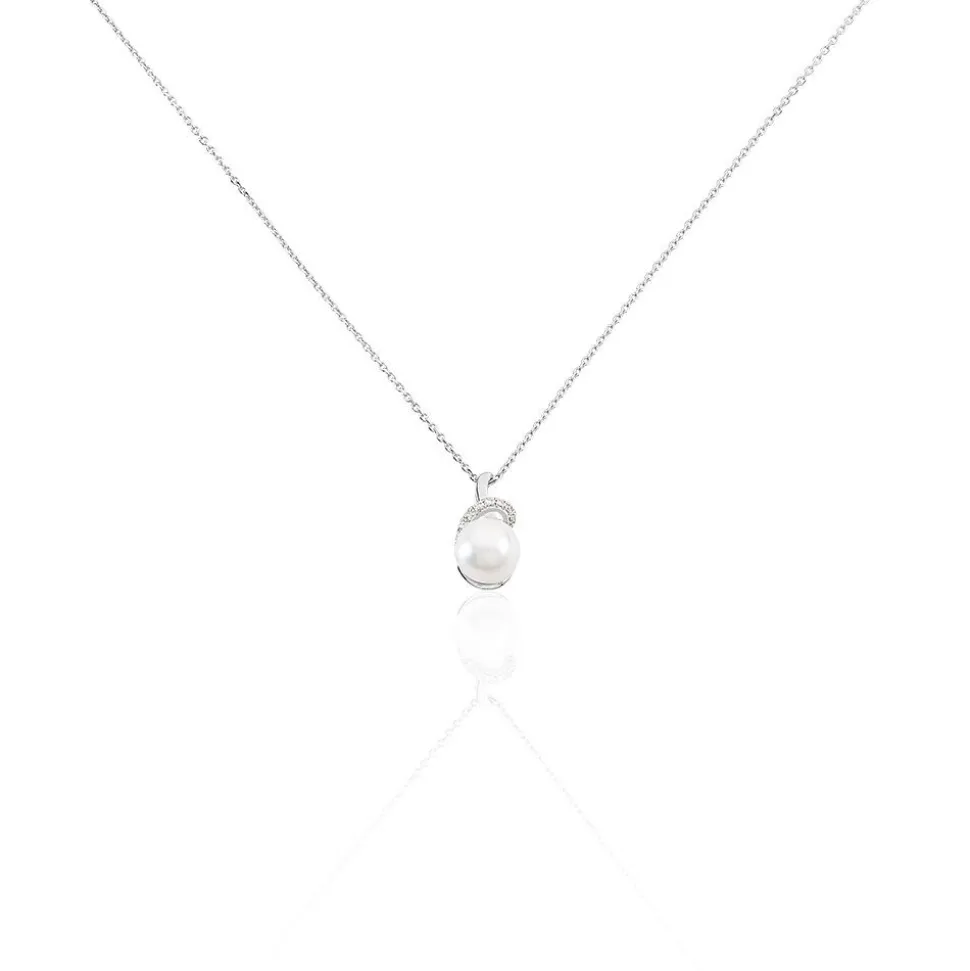 Collier Verica Or Blanc Perle De Culture Et Diamant
