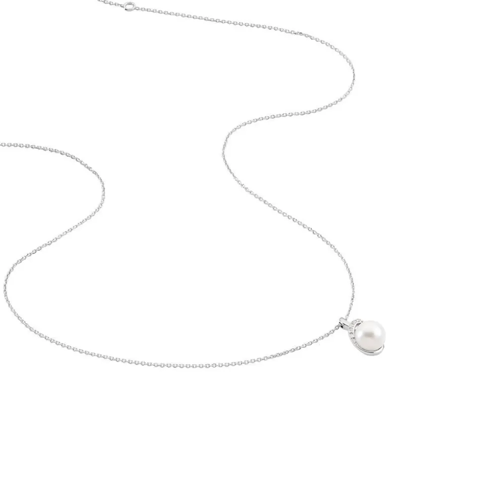 Collier Verica Or Blanc Perle De Culture Et Diamant