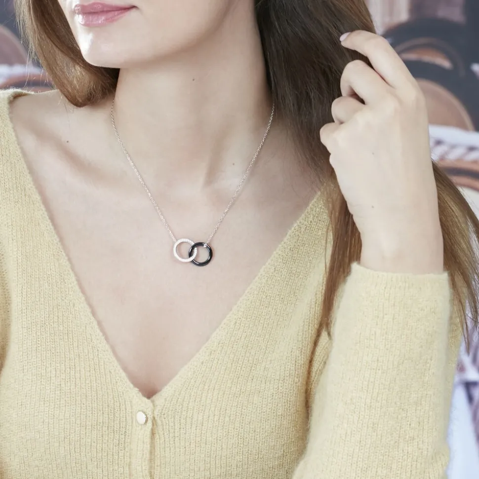 Collier You&me Argent Blanc Céramique Et Oxyde De Zirconium