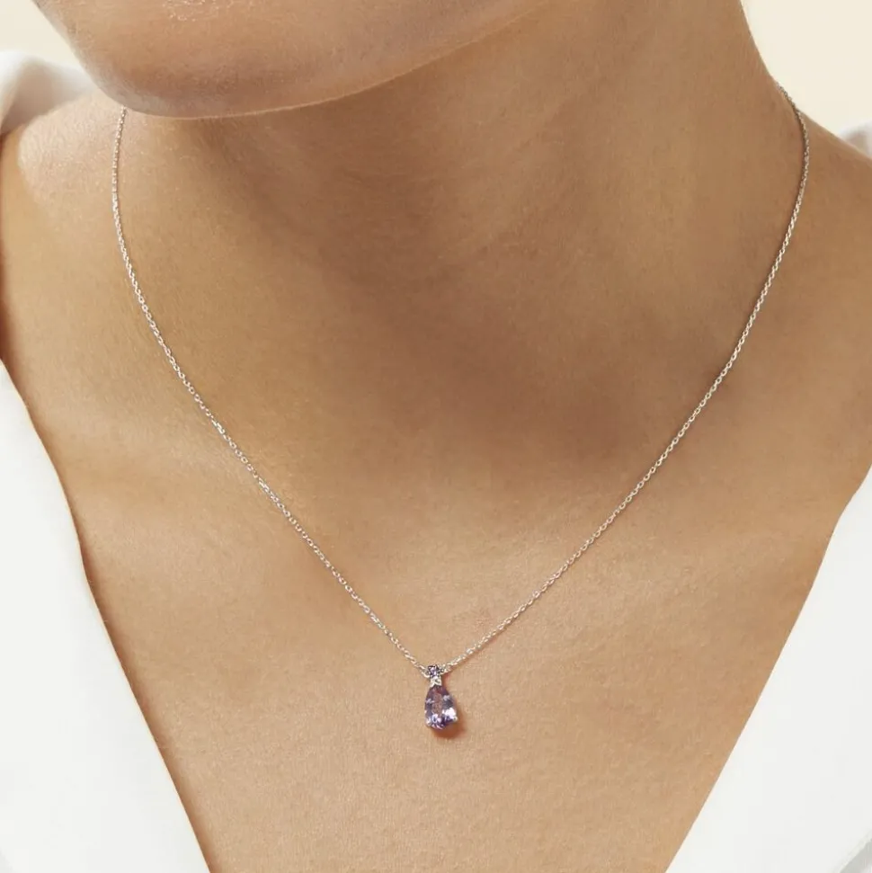 Collier Yrene Or Blanc Amethyste