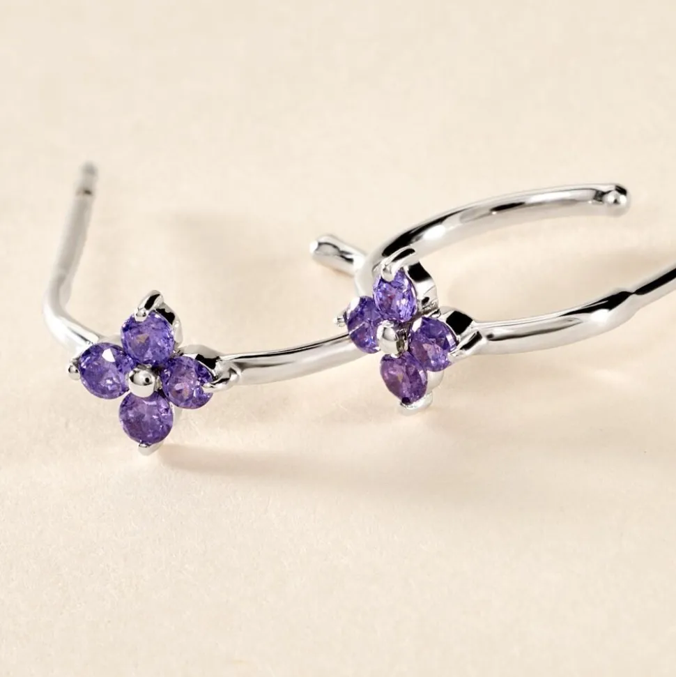 Creoles Argent Blanc Blossom Bash Oxyde De Zirconium