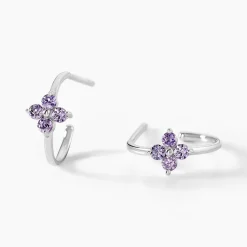 Creoles Argent Blanc Blossom Bash Oxyde De Zirconium