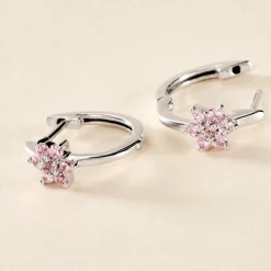 Creoles Argent Blanc Blossom Bash Oxyde De Zirconium
