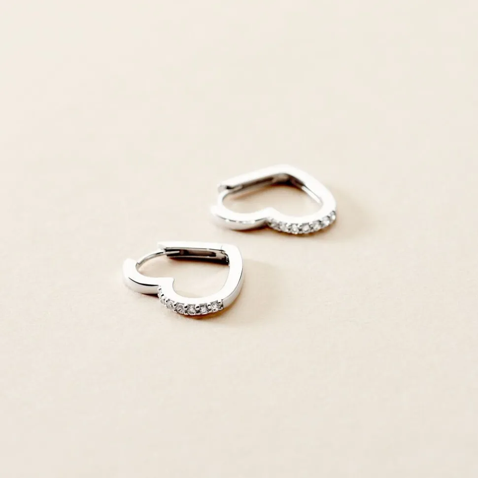 Creoles Argent Blanc Deep In Love Oxyde De Zirconium