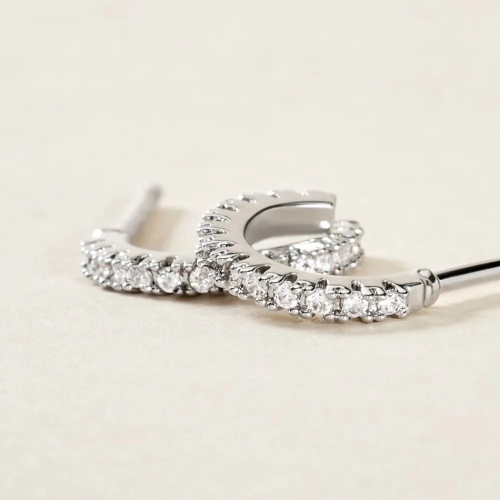 Créoles Alvah Argent Blanc Oxyde De Zirconium|Marc Orian Discount