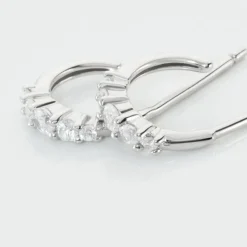 Créoles Anemone Argent Blanc Oxyde De Zirconium