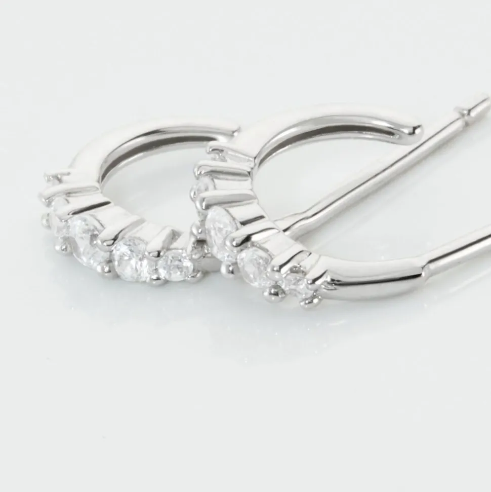 Créoles Anemone Argent Blanc Oxyde De Zirconium