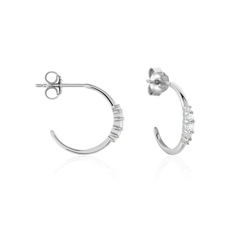Créoles Anemone Argent Blanc Oxyde De Zirconium|Marc Orian Outlet