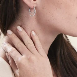Créoles Argent Blanc Linnette Oxydes De Zirconium