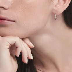 Créoles Argent Blanc Linnette Oxydes De Zirconium