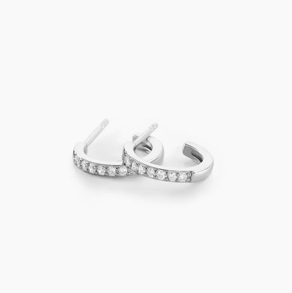 Créoles Argent Blanc Roshan Oxydes De Zirconium