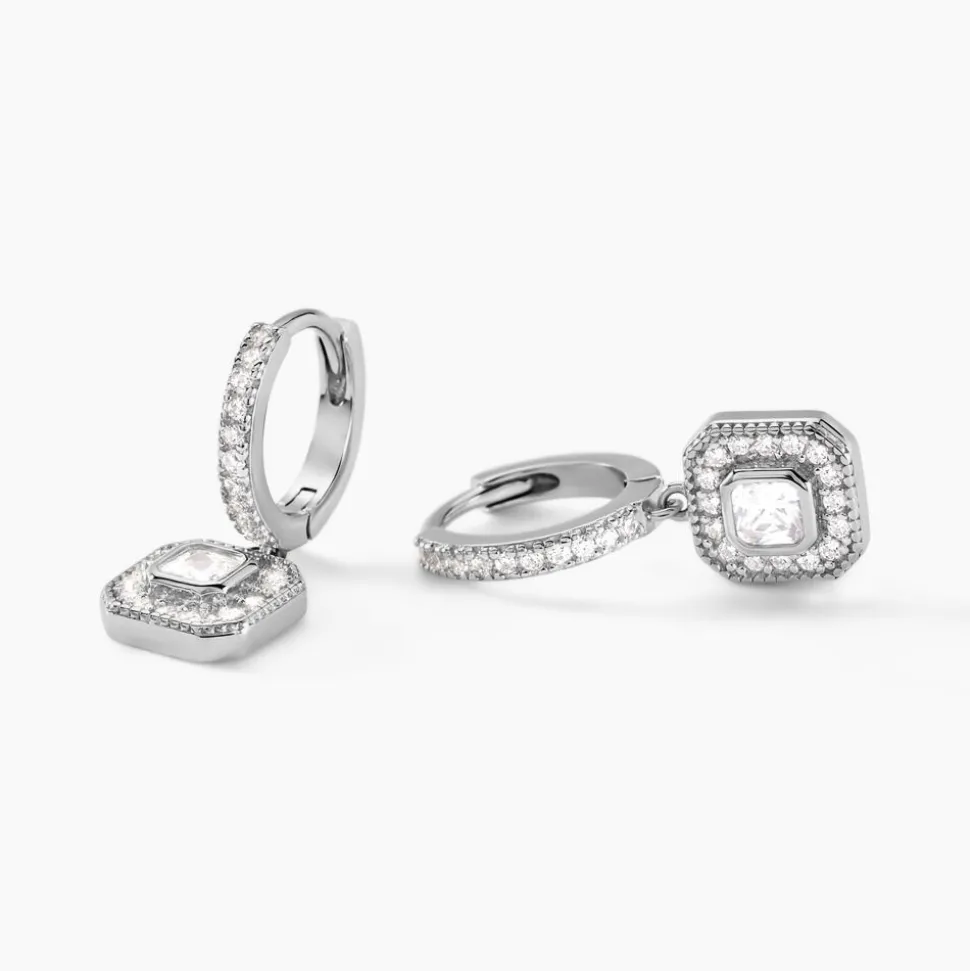 Créoles Baroque Party Argent Blanc Oxyde De Zirconium