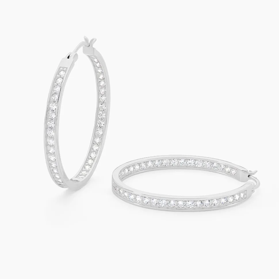 Créoles Classique Argent Blanc Django Oxyde De Zirconium
