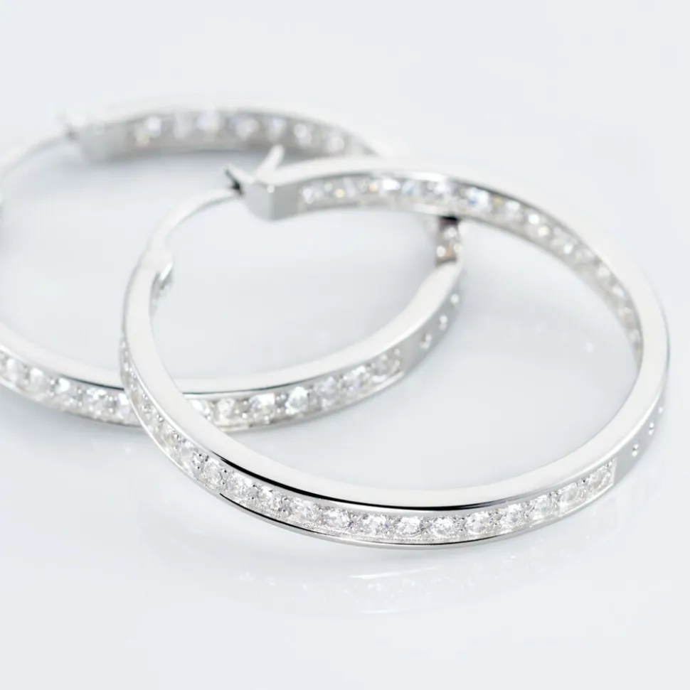 Créoles Classique Argent Blanc Django Oxyde De Zirconium