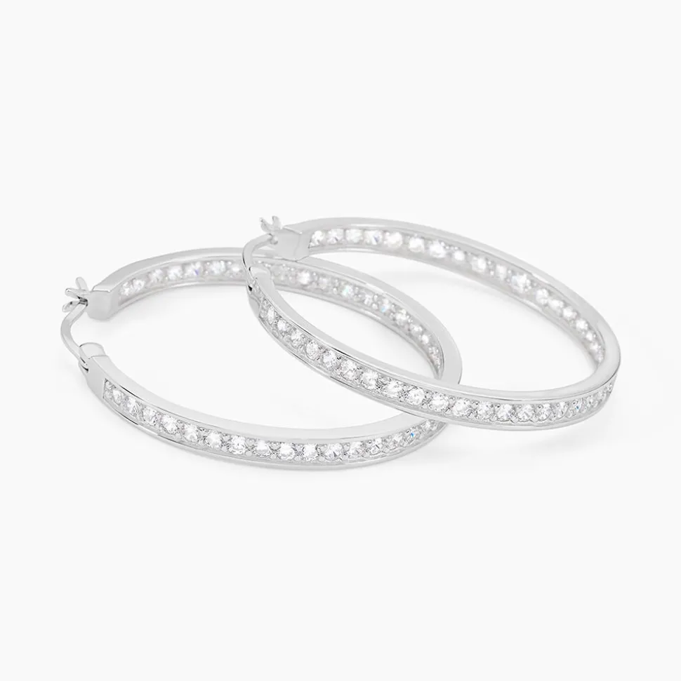 Créoles Classique Argent Blanc Django Oxyde De Zirconium