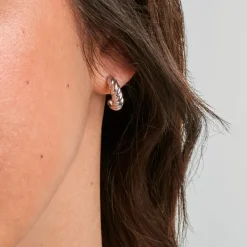 Créoles Croissant Argent Blanc|Marc Orian Sale