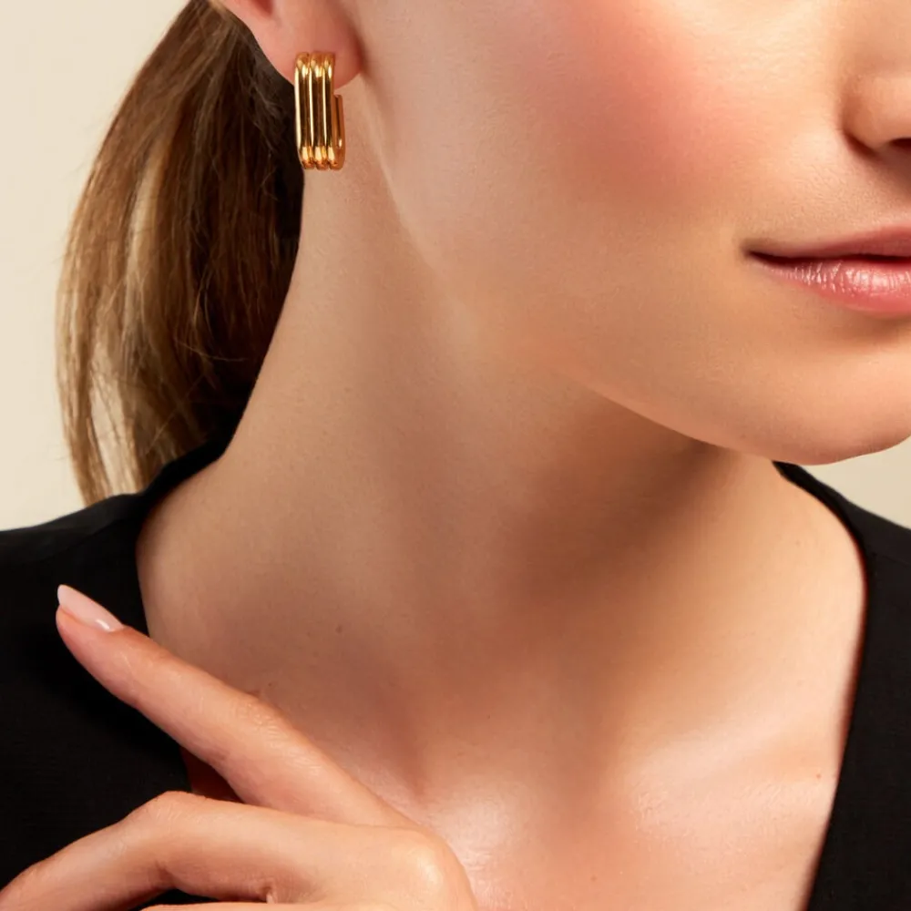 Créoles Dafnie Acier Jaune|Marc Orian Discount