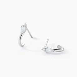 Créoles Desert Argent Blanc Oxyde De Zirconium