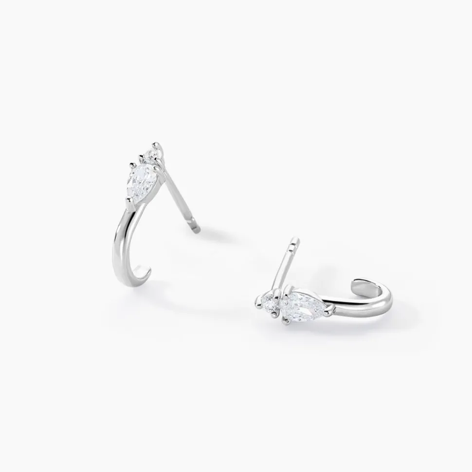 Créoles Desert Argent Blanc Oxyde De Zirconium