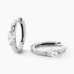 Créoles Ellinor Argent Blanc Oxyde De Zirconium