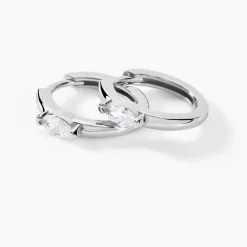 Créoles Ellinor Argent Blanc Oxyde De Zirconium