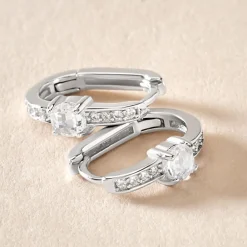 Créoles Francene Argent Blanc Oxyde De Zirconium|Marc Orian New