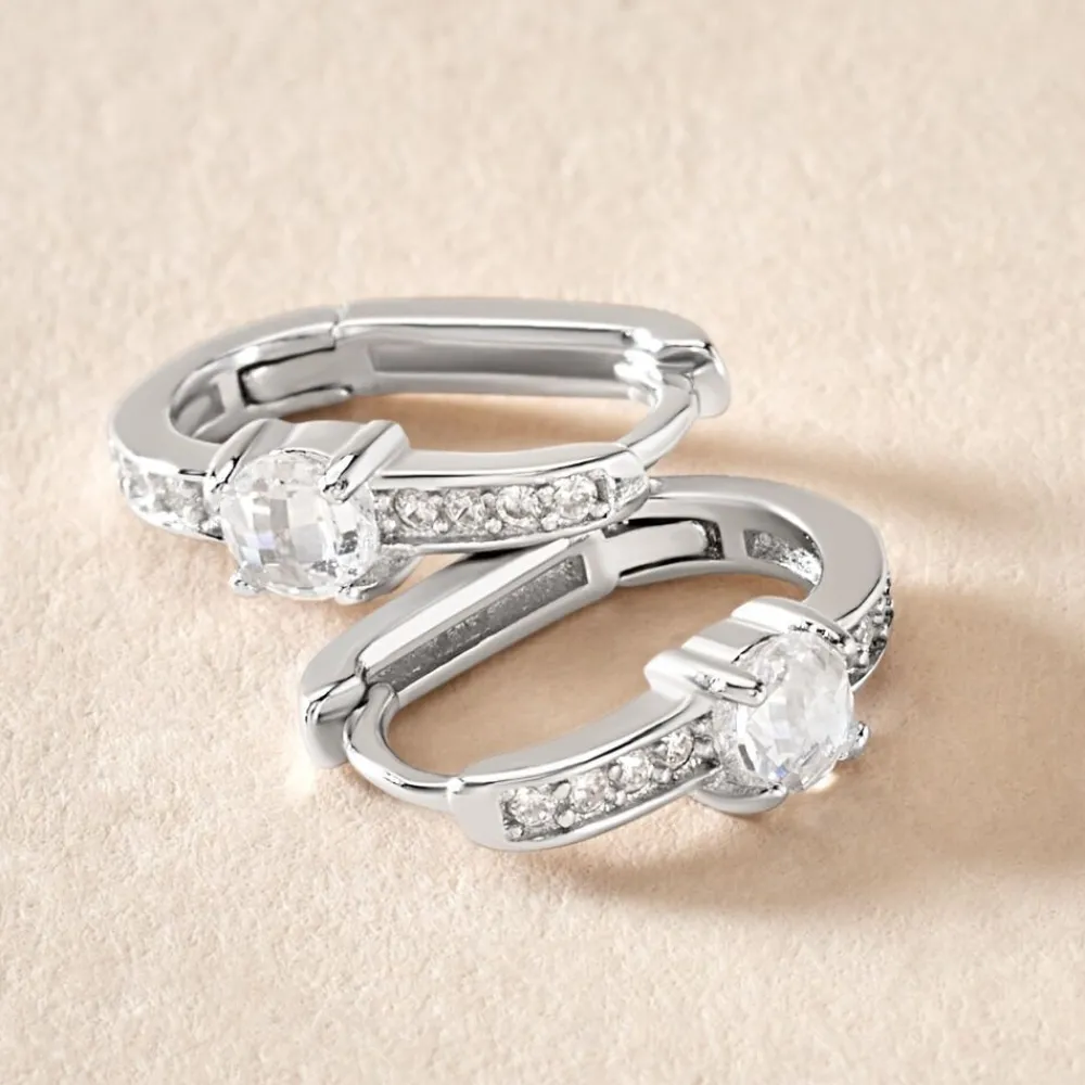 Créoles Francene Argent Blanc Oxyde De Zirconium|Marc Orian New