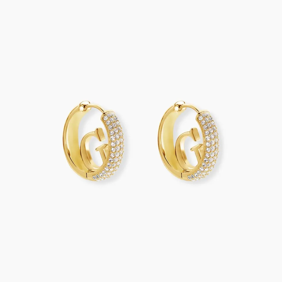 Créoles Guess Crazy Earrings Acier Jaune Oxyde De Zirconium