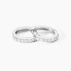 Créoles Jussi Argent Blanc Oxyde De Zirconium